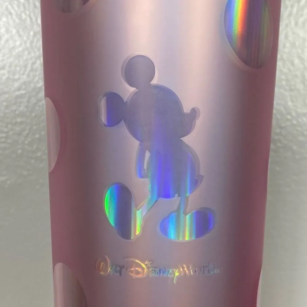 Starbucks/ Disney World pink metallic polka dot tumbler (no straw) 24 fl oz